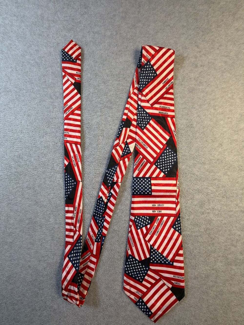 Everyday Men's Patriotic American Flag Necktie with US State Names